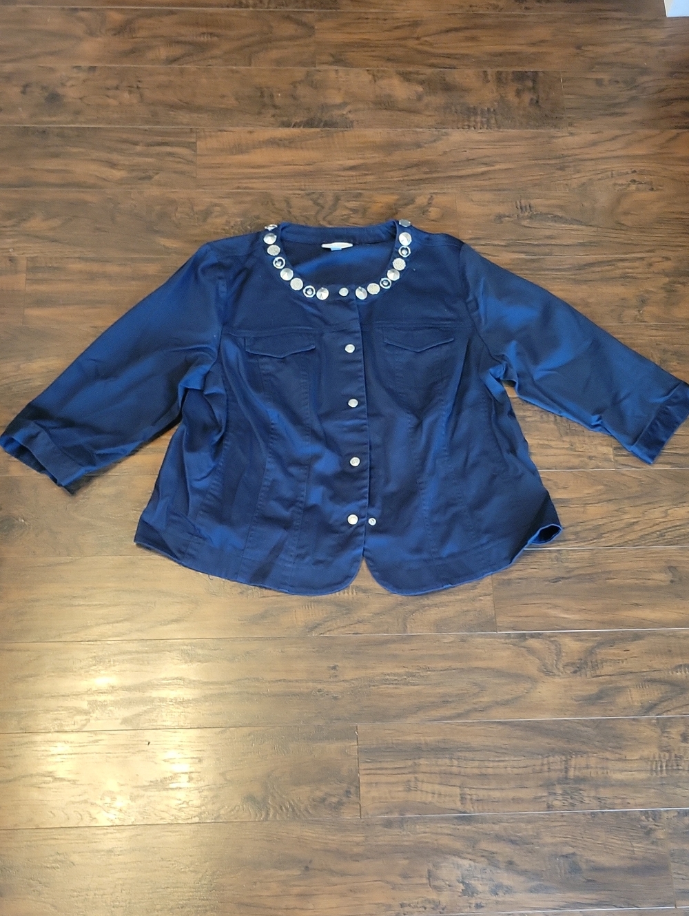 dressbarn Navy Women's Top with Classic Label